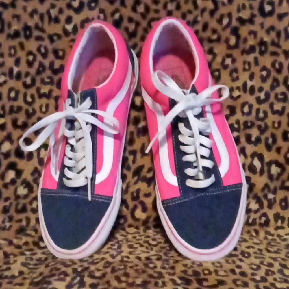 Pink and Blue Sneakers with White Accents